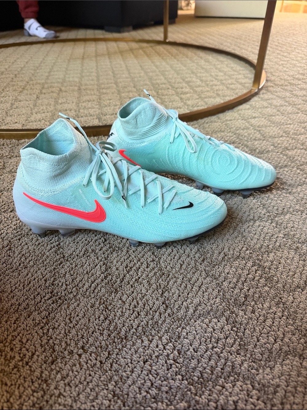Nike Mint Green Phantom Luna Soccer Cleats with Coral Swoosh - Firm Ground